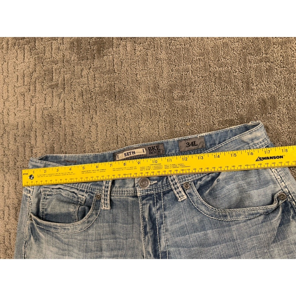 BKE Seth Thick Stitch Wide Blue Denim Jeans Size 34L (M1) - Picture 4 of 8